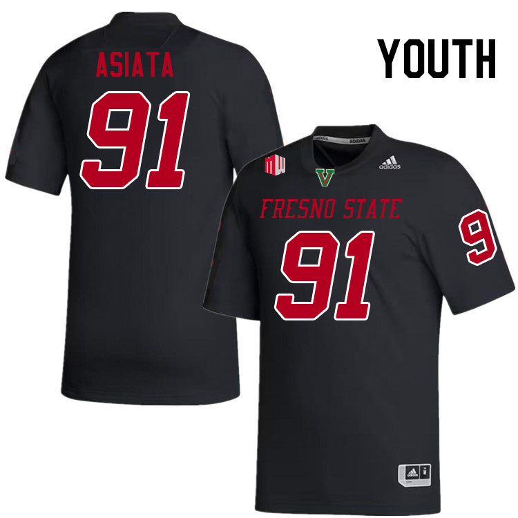 Youth #91 Auckland Asiata Fresno State Bulldogs College Football Jerseys Stitched-Black